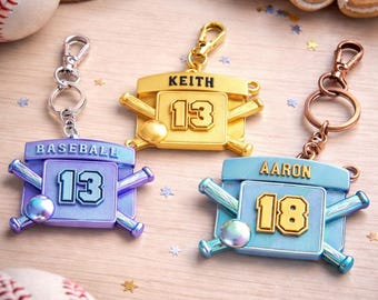 Custom Baseball Keychain STL Personalized Name & Number Gift | 3D Print File | Unique Sports Keychain. Personalized Name Baseball Keychain.