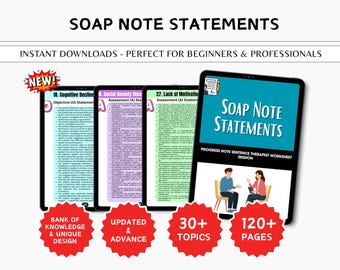 2400 Soap Note Statements  Therapy Intervention Examples Reference Guide Progress Note Sentence Therapist