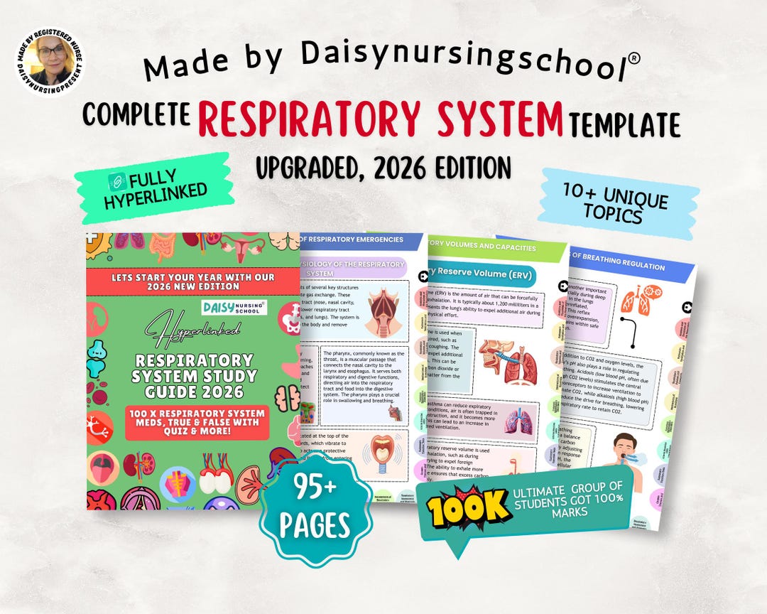 Respiratory System Study Guide: Nursing Notes, Meds & Quiz, 195+ Pages ...