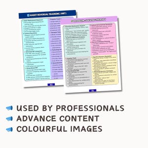 May include: Two colorful educational guides with detailed lists. One titled "Habit Reversal Training (HRT)" and the other "Problem Solving Therapy." The image also includes the text "USED BY PROFESSIONALS," "ADVANCE CONTENT," and "COLOURFUL IMAGES."