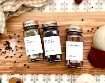Etichette impermeabili per barattoli di spezie • Adesivi da cucina Mercantile