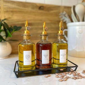 Oil and Vinegar Labels • Modern Collection • Water and Oil Resistant Stickers • Organization Stickers • Design by The Dweling Company