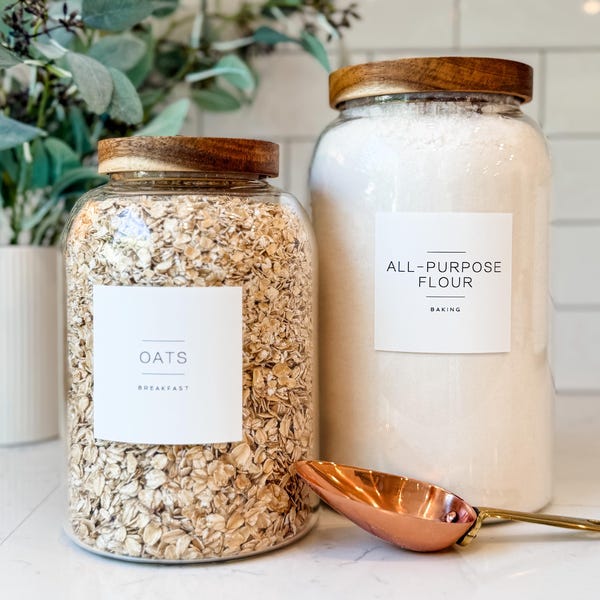 Modern Pantry Labels • Waterproof Kitchen Organization Stickers