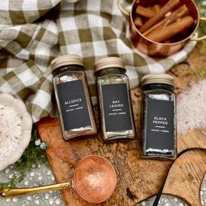 Spice Jar Labels • Black Collection • Water and Oil Resistant Stickers • Kitchen Organization Stickers • Design by The Dweling Company