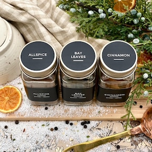 Spice Jar Labels • Black Round Collection • Water and Oil Resistant Stickers • Kitchen Organization Sticker • Design by The Dweling Company
