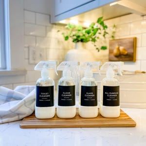 Cleaning Labels • Black Collection • Water and Oil Resistant Stickers • Cleaning Organization Stickers • Design by The Dweling Company