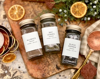 Etichette per barattoli di spezie • Adesivi da cucina resistenti all'acqua e all'olio