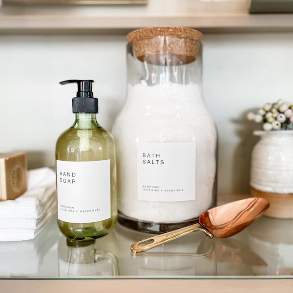 Personalized Bathroom Labels • Waterproof Mercantile Stickers