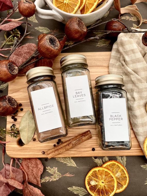 Modern Spice Jar Labels • Waterproof Kitchen Organization Stickers