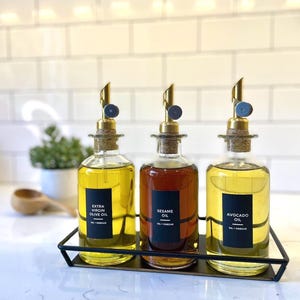 Oil and Vinegar Labels • Black Collection • Water and Oil Resistant Stickers • Organization Stickers • Design by The Dweling Company