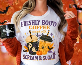 Freshly Boo’d Coffee PNG, Boo png, Coffee png, Halloween png, Digital Design, Shirt Design, Trendy Halloween, Boo Halloween Humorous