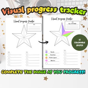 10-Point Star Visual Tracker Printable – Creative Goal Setting, Habit Tracking & Personal Growth Planner - Playful and Joyful, Coloring