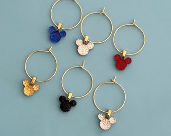 Mickey Mouse Ear Wine Charms set of 6 - Gold