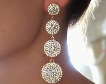 The Mickey Mouse Ear Polka Dot Drop Rhinestone Earrings - Gold
