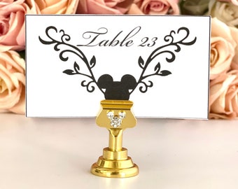 Mickey Mouse Rhinestone Wedding Place Card Holder - Gold