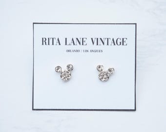 Pendientes de diamantes de imitación de Mickey Mouse
