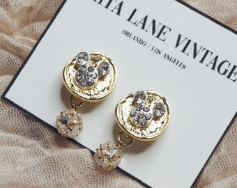 The Medallion Mickey Mouse Ear Rhinestone Drop Earrings