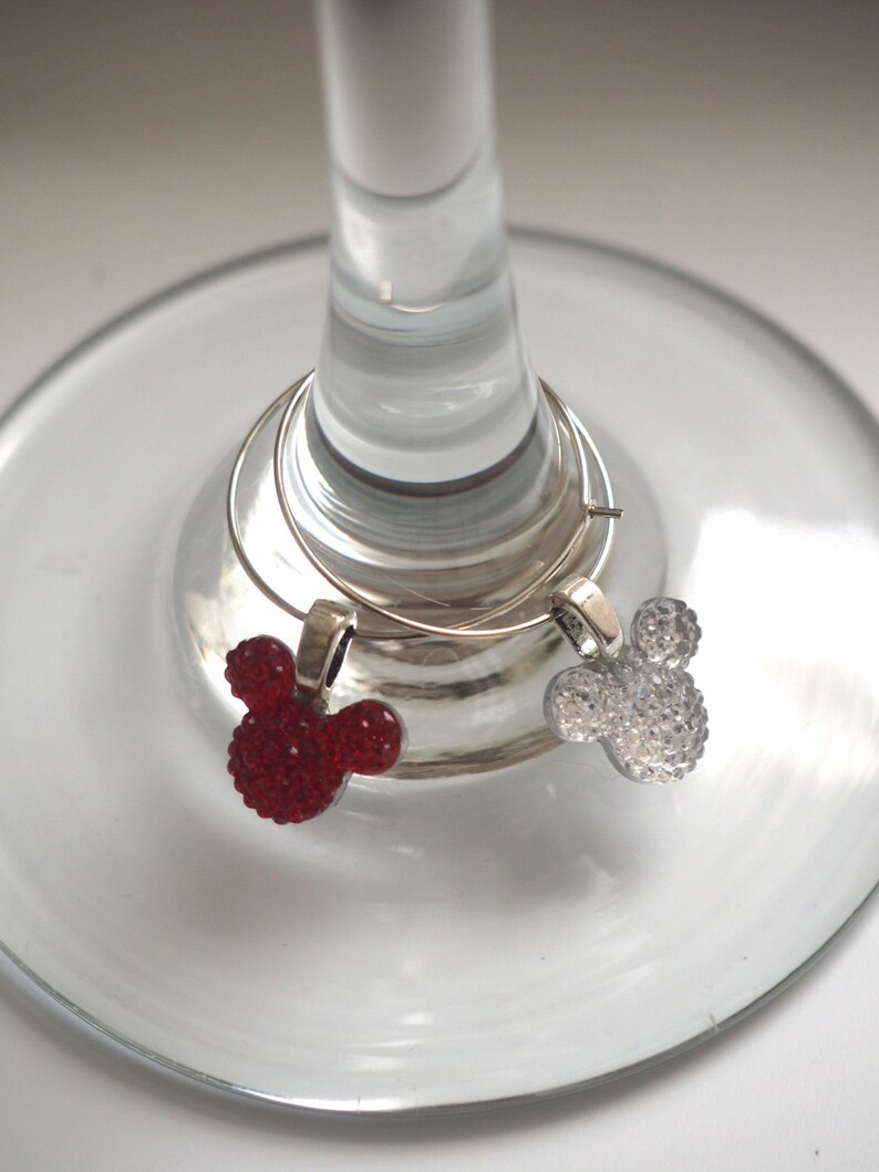 Mickey Mouse Ear Wine Charms Set of 6 Silver image 5