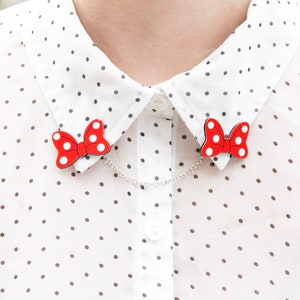 Minnie Mouse Red Polka Dot Bow Sweater & Collar Pins