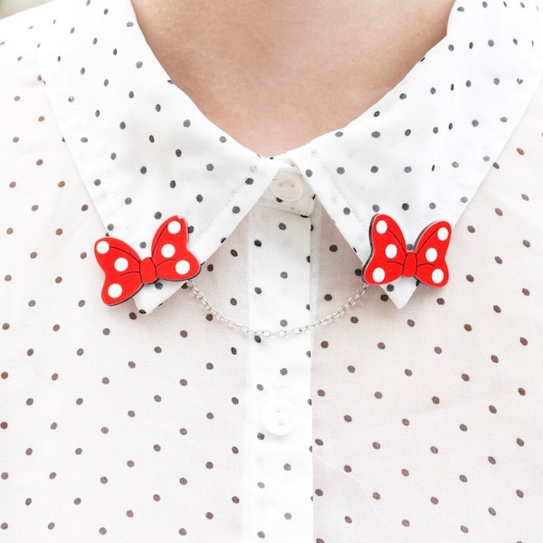 Minnie Mouse Red Polka Dot Bow Sweater & Collar Pins