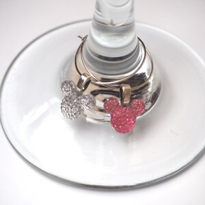 Mickey Mouse Ear Wine Charms Set of 6 Silver image 3