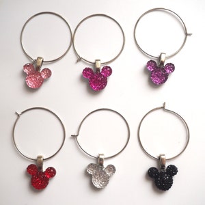 Mickey Mouse Ear Wine Charms Set of 6 Silver image 4