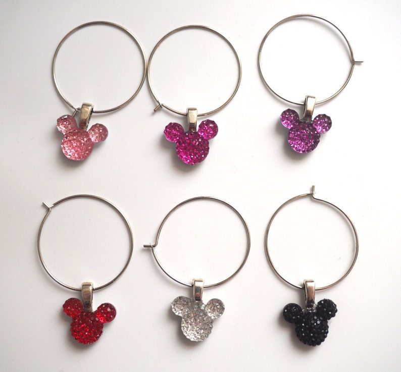 Mickey Mouse Ear Wine Charms Set of 6 Silver image 4