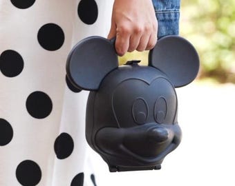 Vintage Repurposed Mickey Mouse Aladdin Lunchbox Handbag - Black