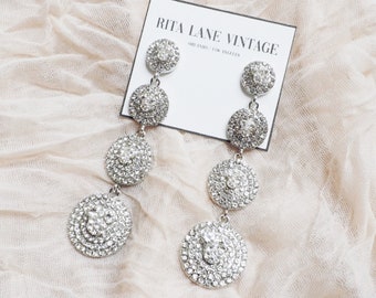 The Mickey Mouse Ear Polka Dot Drop Rhinestone Earrings - Silver