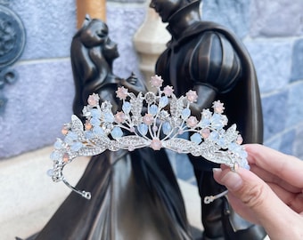 Sleeping Beauty Tiara: Iridescent Pink & Blue Jewel Crown