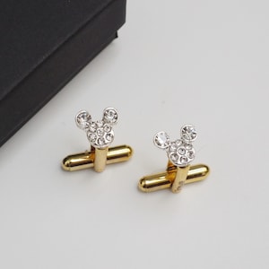 Mickey Mouse Rhinestone Cufflinks - Gold