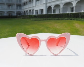 Mickey Mouse Ear Retro Heart Eye Sunglasses - Pink