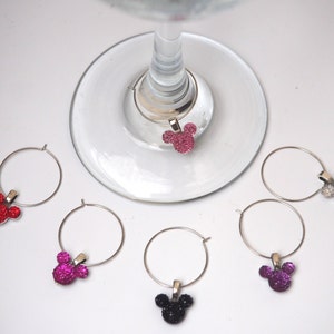 Mickey Mouse Ear Wine Charms Set of 6 - Silver