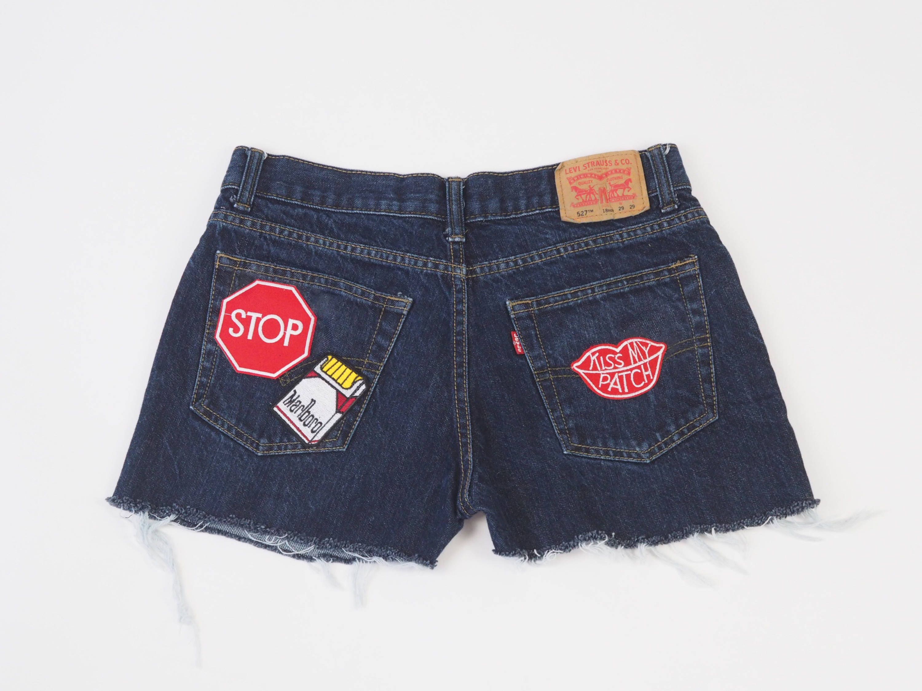Levi’s Vintage Shorts En Denim Patched - Taille 1 (24"-25") - Occasion Très Bon état