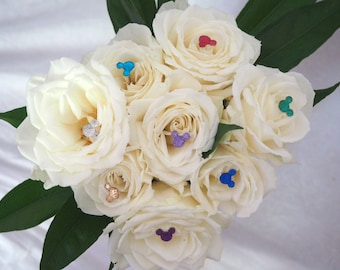 Set of 6 Mickey Mouse Ear Floral Bouquet & Cake Pins - Disney