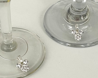 I Do - Mickey Mouse Rhinestone Wine Charms Set of 2 - Silver