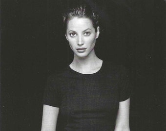 Christy Turlington  Photo Print Ad Postcard  Calvin Klein Underwear Rack Card of Supermodel Christy Turlington   4 " x 6 "