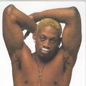 Cartes postales Annonce d'impression photo de Dennis Rodman Lait obtenu ? Rebondissant de basket-ball pour cartes en rack, célébrité « Où est ta moustache » 4 x 6 pouces