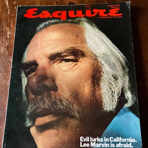 Esquire Magazine for Men  March 1970  Cover : Lee Marvin  Manson Murders  Pierre Cardin Political Research  Car and Men&#39;s Fashion Ads