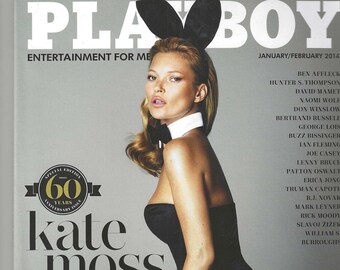 Kate Moss Cover of Playboy's 60th Anniversary Issue  January / February 2014  Ben Affleck  Hunter Thompson  Men's Entertainment Magazine