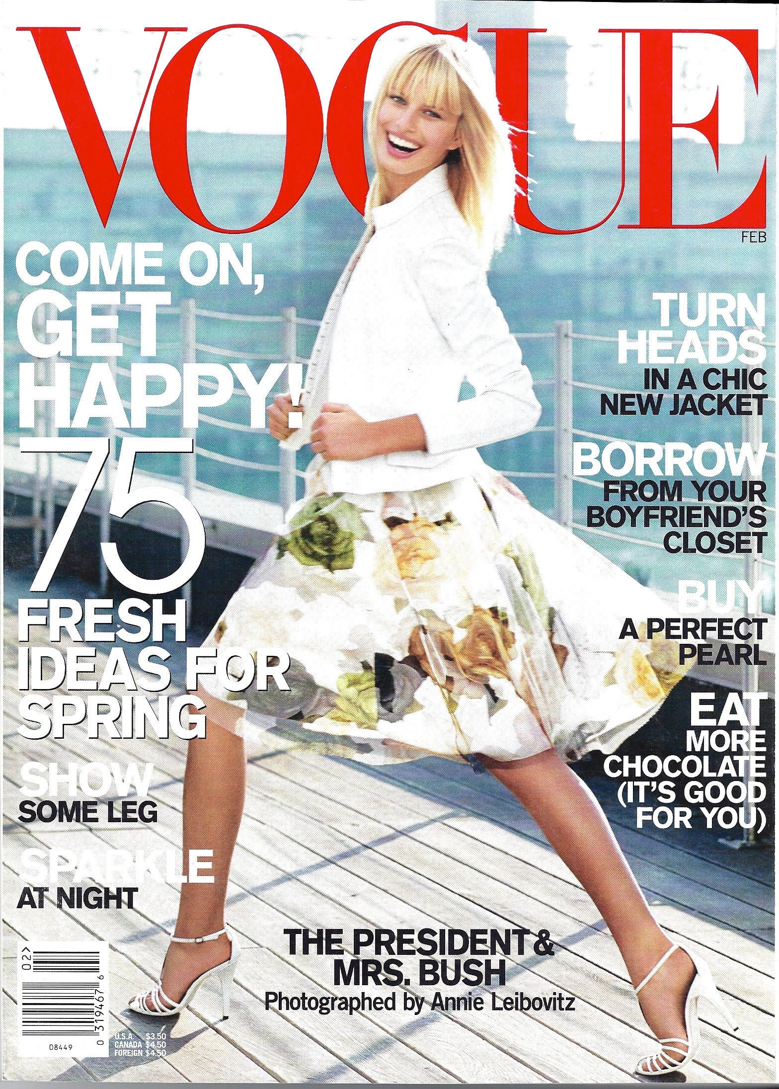 vogue　feb 2001 Karolina Kurkova Vogue Fashion Magazine February 2001 Back Issue Cover Karolina