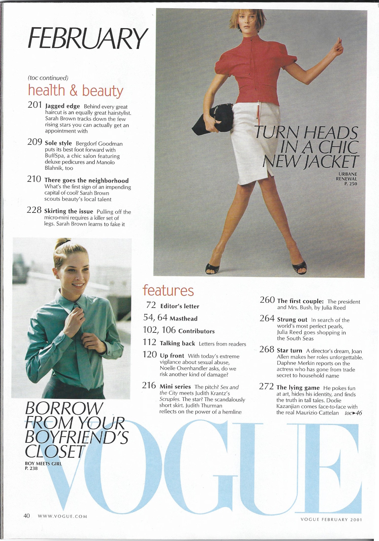 Vogue Fashion Magazine February 2001 Back Issue Cover Karolina