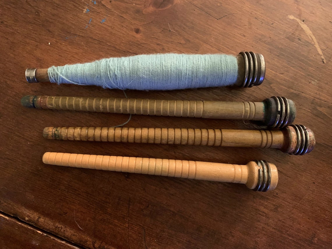 Vintage Wooden Quill Pirns Set of 4 Bobbins for Wept Threads Etsy