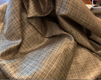 Vintage Designer Woven Fabric with Shades of Taupe and Black  Lightweight Yardage  Outdoor fabric - 3 1/2 Yards x 52 " Wide