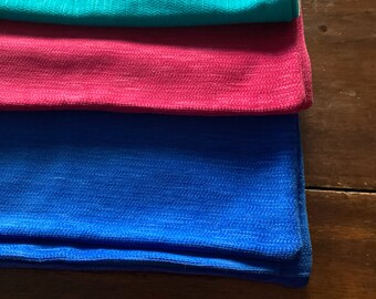 3 Handmade Chenille Pillow Covers  for Modern Decor in Jewel Tones of Blue Turquoise or Magenta   20 x 20 inch  Square
