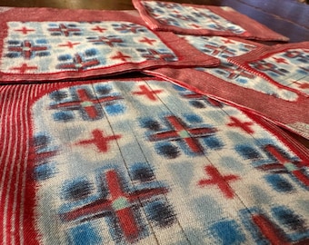 ヴィンテージシルク着物小布：日本の茶道コースター（6インチ×6インチ）