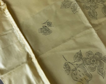 Vintage Embroidery Project Kitchen Mixer Cover Apple and Blossom Design on Light Yellow Polished Cotton  50's Kitch