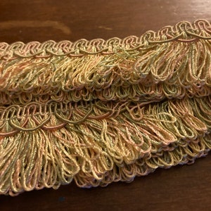 1980&#39;s Vintage Flat Brush Trim 1-1/2 &quot; Wide Trim Mint Green and Pink for Crafting Pillows Lamp Shade - 1 Yard 15&quot; x 1 1/2&quot; Wide