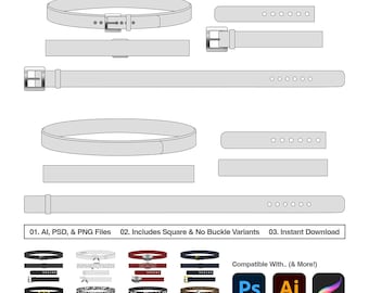 The Belt Mockup - technisch mockup voor Illustrator, Photoshop, Procreate en meer - digitale download
