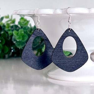 Black Laser Cut Wooden Earrings, Lightweight Handmade Earrings, Popular Earrings, modern earrings, Handmade gift, handmade jewelry